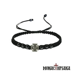 Black Prayer Rope with Metalic Cross