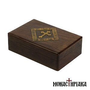 Oblong Wooden Box with Cross