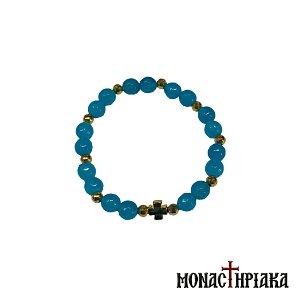 Bracelet with Blue Agate Beads & Cross