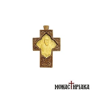 Wooden Byzantine Cross with Saint Paisios