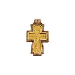 Ξυλόγλυπτος Βυζαντινός Σταυρός Από Πυξάρι και Καρυδιά - Σταύρωση