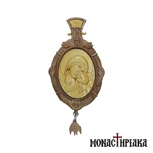 Ξυλόγλυπτο Εγκόλπιο Παναγία Γλυκοφιλούσα