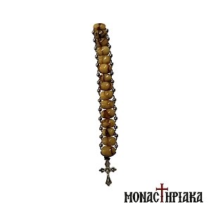 Small Prayer Rope with Coral Beads Beige