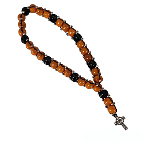 Prayer Rope with Orange & Black Beads