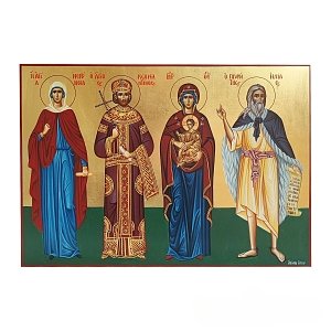Iconography with Theotokos, Saint Constantine, Saint Iphigenia and Prophet Elias
