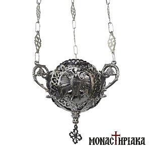 Hanging Vigil Lamp with Byzantine Eagle