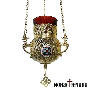 Hanging Vigil Lamp Gold Plated Round