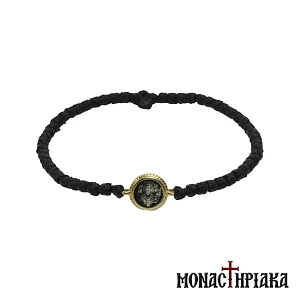 Black Waxy Prayer Rope with Saint Nicholas
