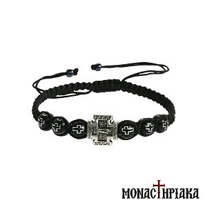 Κομποσχοίνι Μαύρο με Μεταλλικό Σταυρό