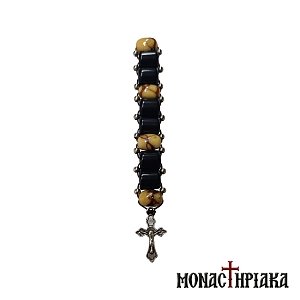 Small Prayer Rope with Black & Coral Beads