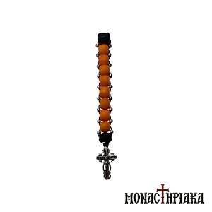 Small Prayer Rope with Orange-Black Beads