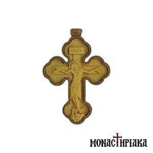Wooden Byzantine Cross Carved on Walnut and Boxwood