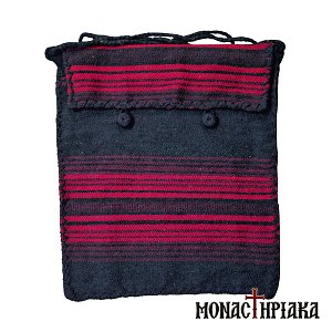 Monk Handwoven Bag in Black with Red Stripes