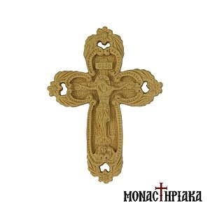 Wood Carved Cross with Rosettes at its Antennae