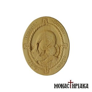 Wood Carved Engolpion with Theotokos Glykofilousa