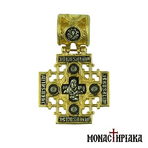 Σταυρός Ασημένιος με την Παναγία και τον Ιησού Χριστό