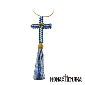 Knitted Cross for the Car with Byzantine Eagle