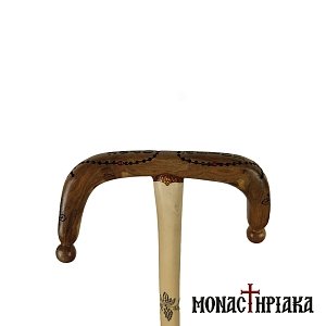 Walking Stick with Bending Grip Carved Decoration