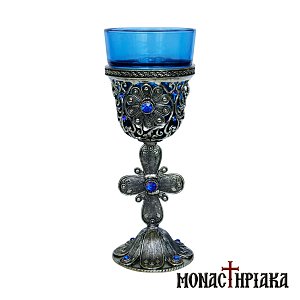 Metal Vigil Lamp with Blue Cup