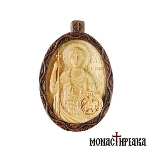 Wood Carved Encolpion with Saint George