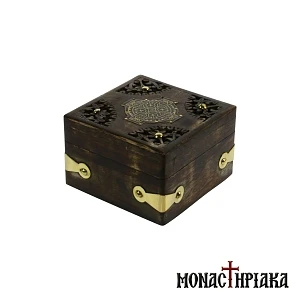 Wooden Box with Cross and Brass Decoration