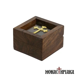 Wooden Box with Glass and Brass Cross (Small Size)