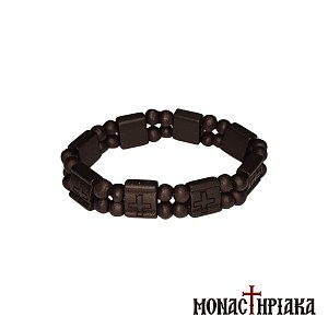 Bracelet with Two Rows of Wooden Beads