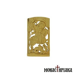 Wood Carved Icon with Saint Saint George