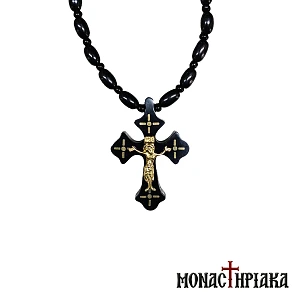 Neck Cross made of Gagati Stone with the Crucified