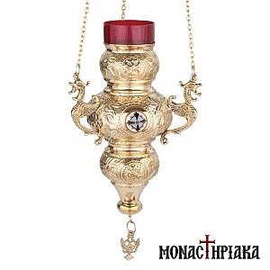 Church Vigil Lamp with Smalt Decoration