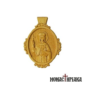 Wood Carved Encolpion with Saint Hypomone (Patience)