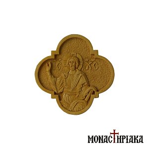 Wood-Carved Engolpion with Jesus Christ