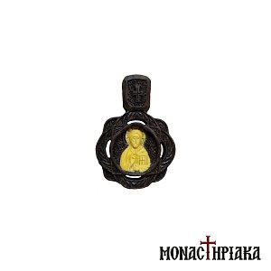 Small Wood Carved Engolpion with Jesus Christ