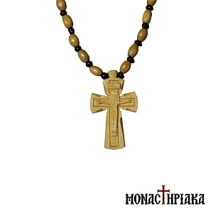 Wooden Byzantine Cross with Wooden Chain