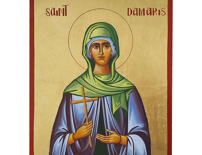 Wooden Icon with Saint Damaris of Athens | Mount Athos