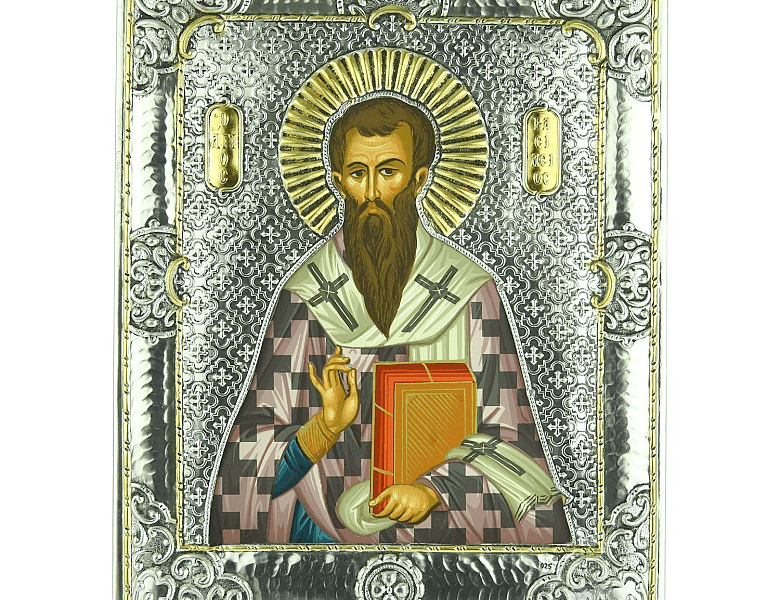Silver Icon with Saint Basil the Great | Monastiriaka