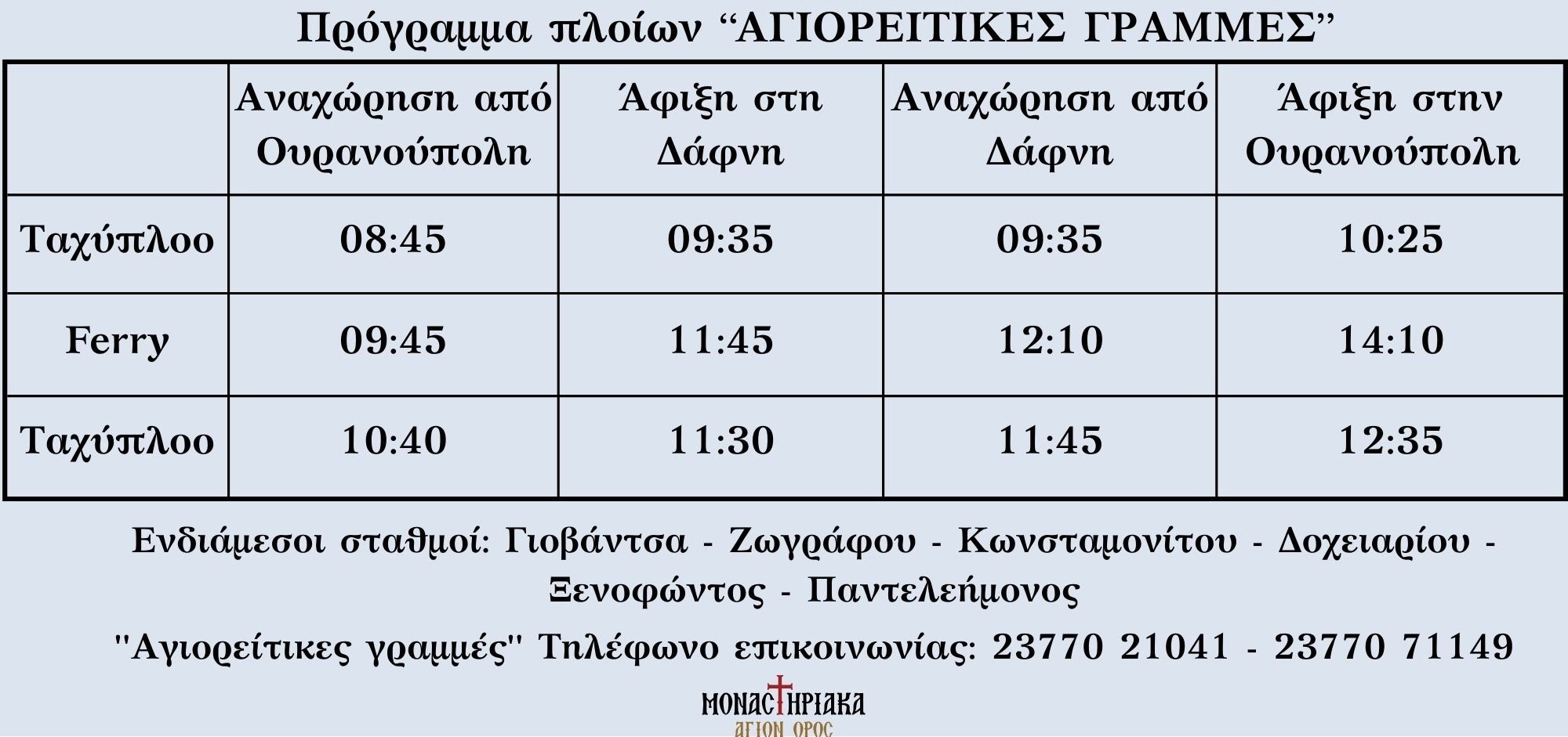Δρομολόγια Ουρανούπολη