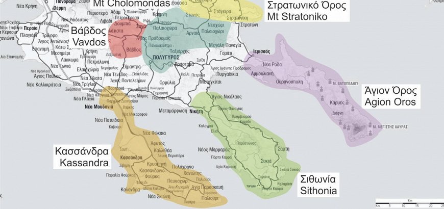 Χάρτης της Χαλκιδικής.