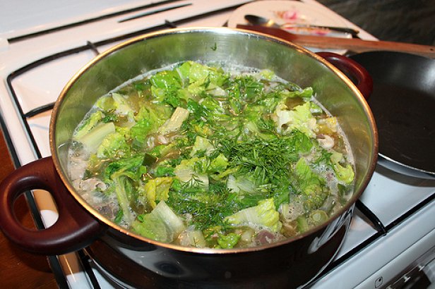 Magiritsa Soup with Tahini and Oregano