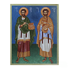 Handmade Iconography with Saints Cosmas and Damian