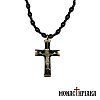 Neck Cross with Black Stone and the Crucified