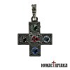 Silver Cross with 5 Colorful Stones