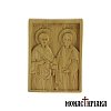 Wood Carved Icon of Saints Kosmas and Damian